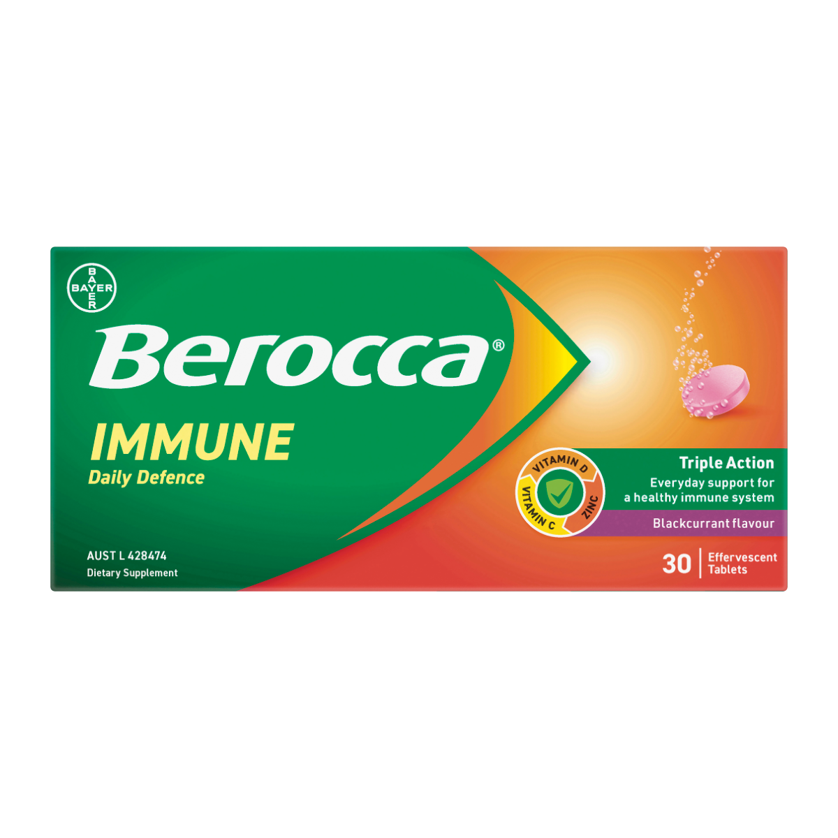 Berocca Immune Daily Defence Blackcurrant Effervescent Tablets